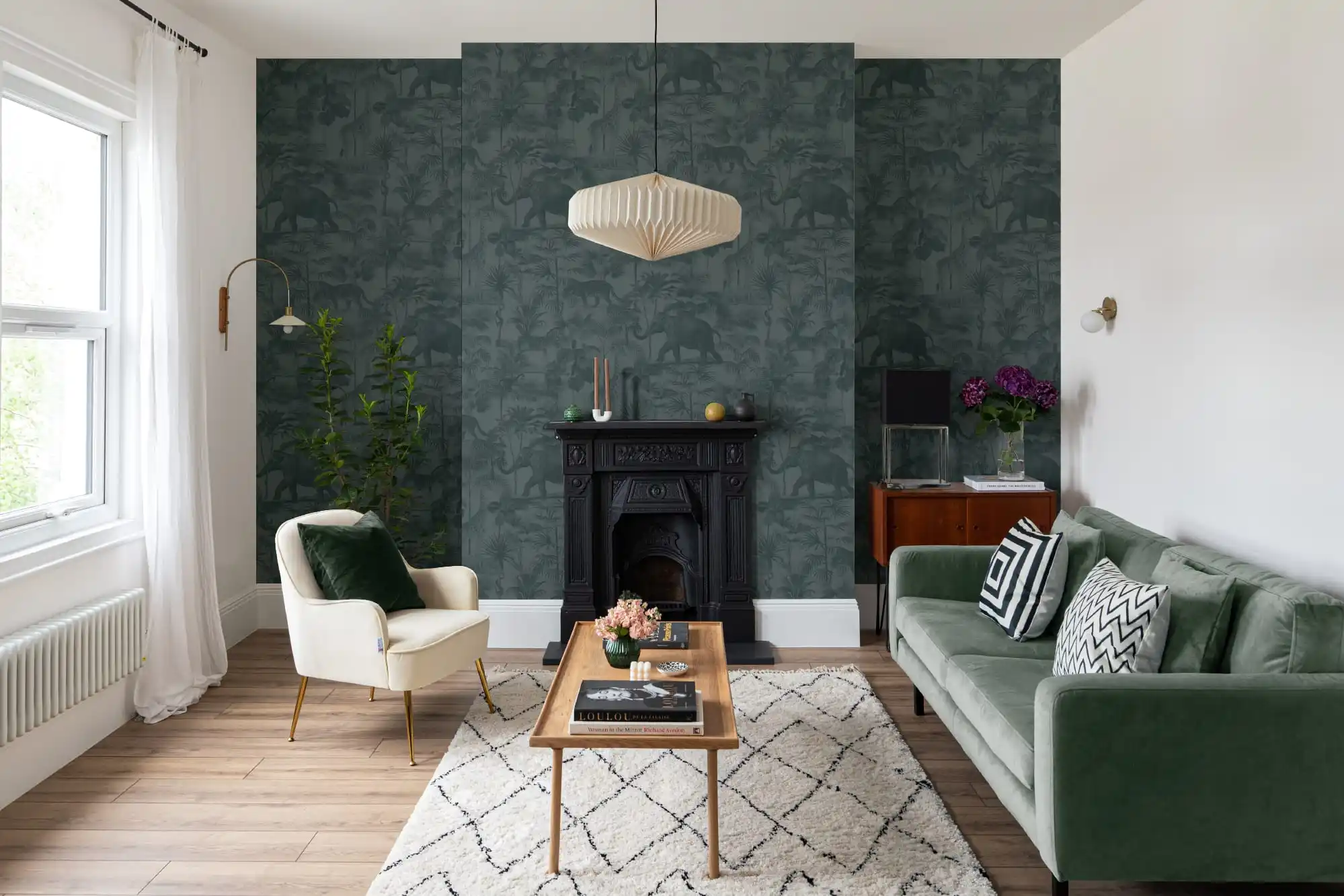 Professional wallpaper installation in a modern Los Angeles home